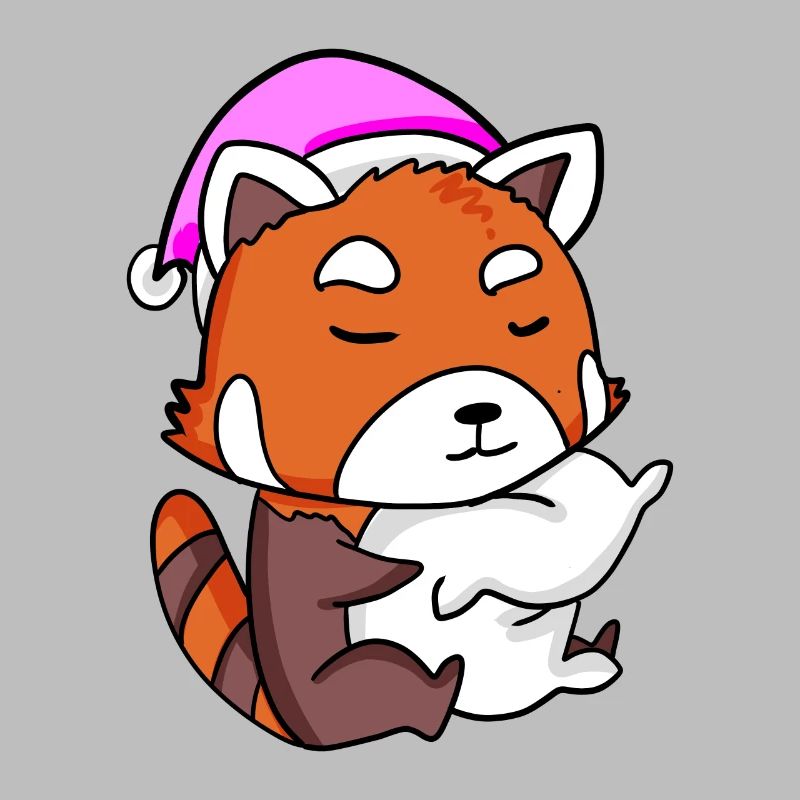 panda roux avec oreiller et bonnet de couchage