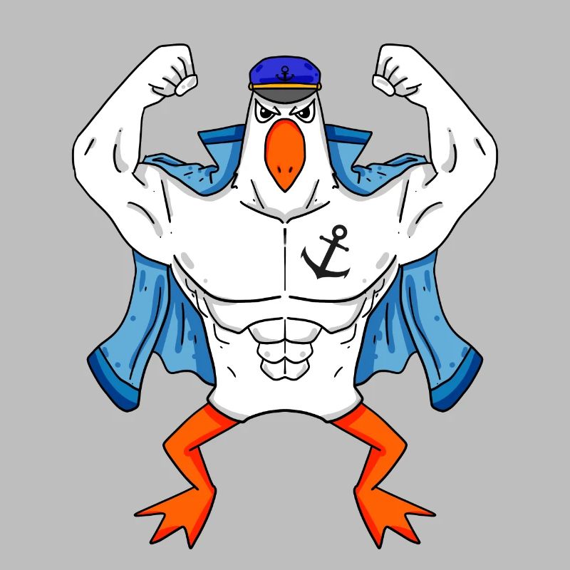 Muskelöse Seemöwe mit Anker Tattoo Möwe Geschenk