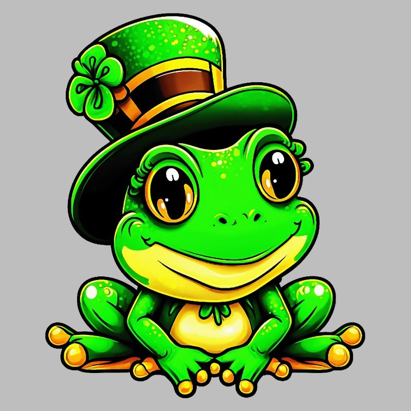 Cute magic frog on St. Patrick's Day