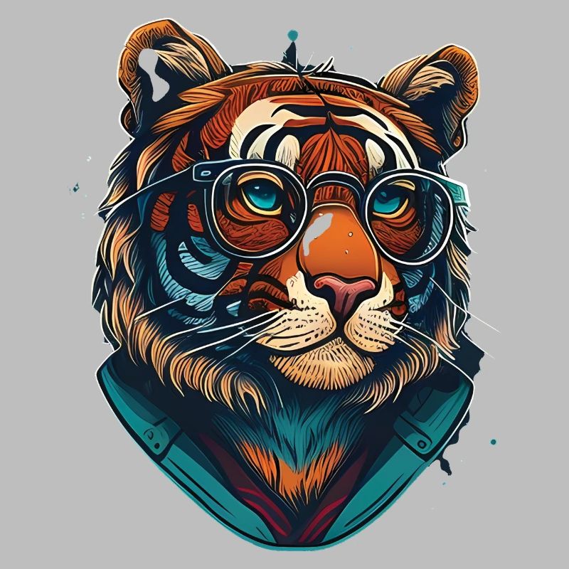 Tiger als Nerd mit Buch