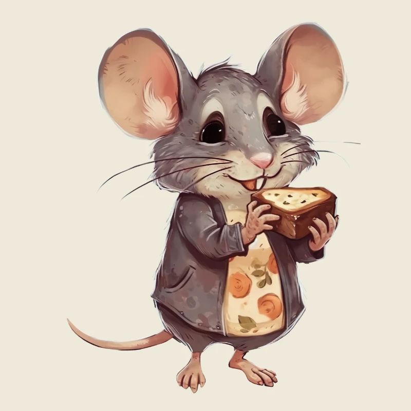Souris heureuse avec biscuits aux pépites de chocolat