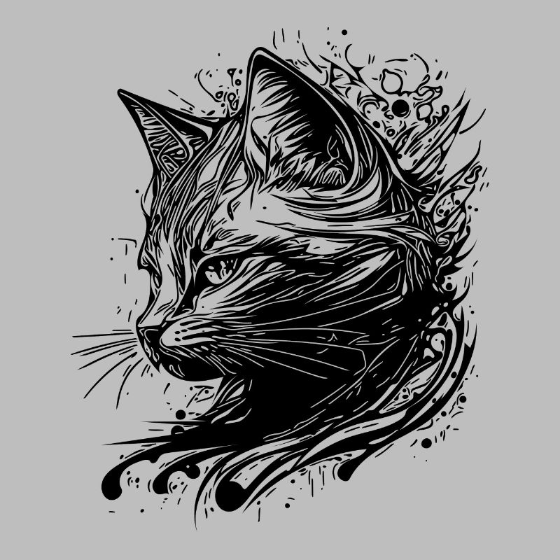 Petit chat mignon dans le style de tatouage Nature Splash