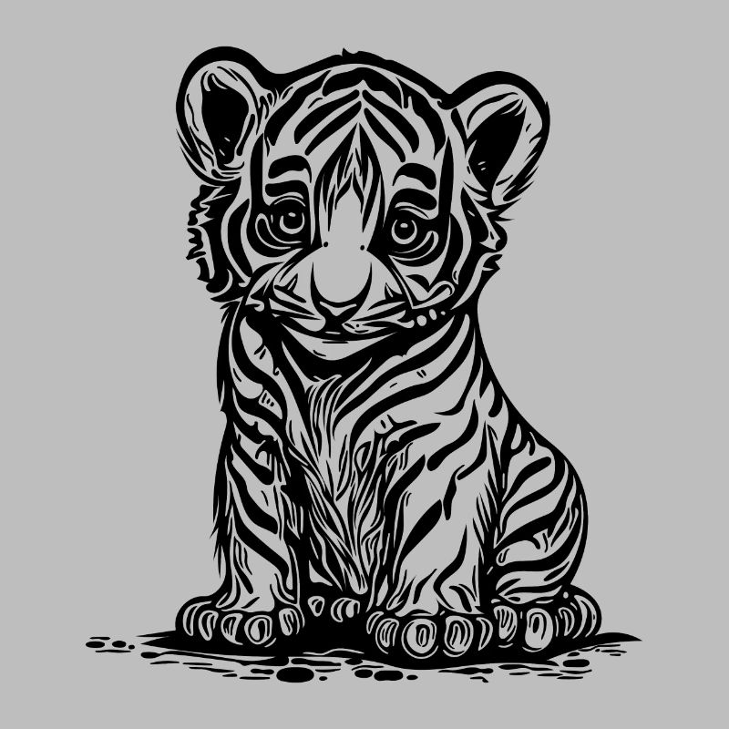 Cute little tiger with elegant striped pattern