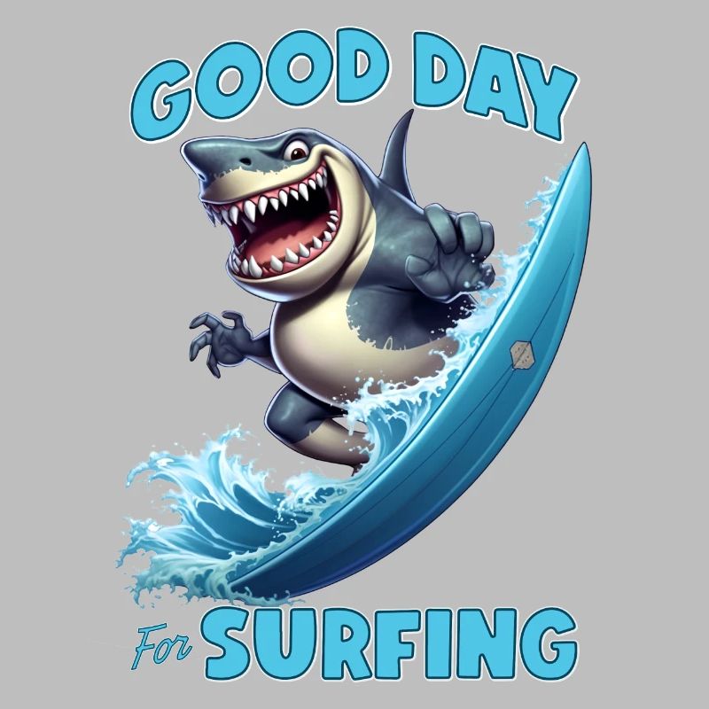 Funny shark with a surfboard - surfer