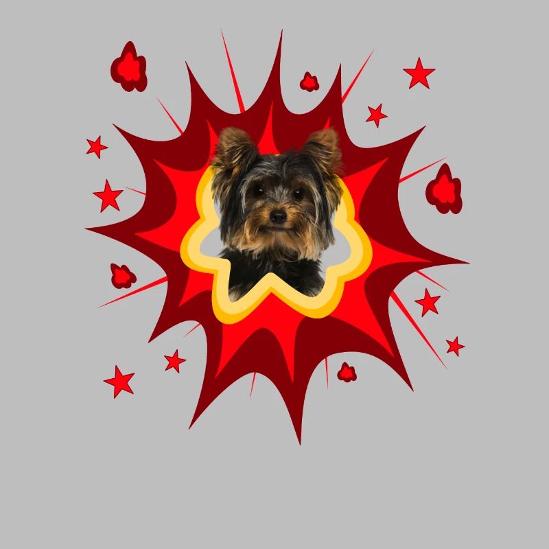 Conception de chien de bande dessinée - Pow - Yorkshire Terrier