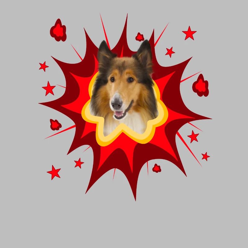 Conception de chien comique - Pow - Collie