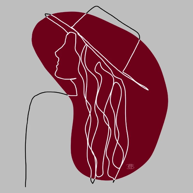 "Dame mit Hut", Boho Line Art Design, "Faces"