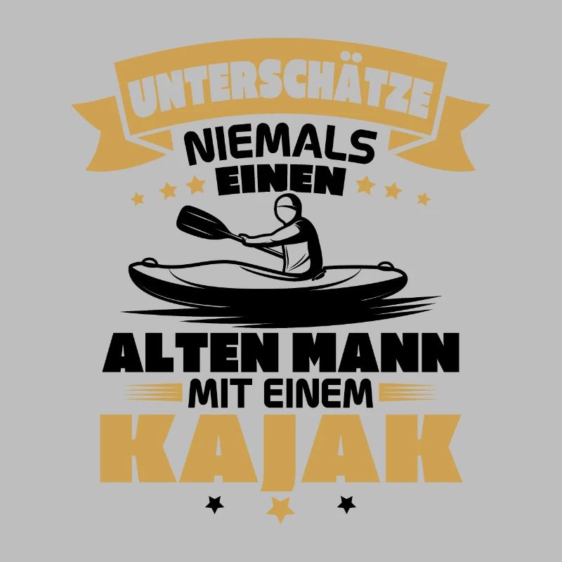 Alten mann mit einem Kajak