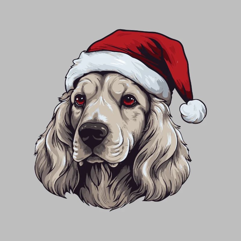 Cocker Spaniel Dog Christmas Head