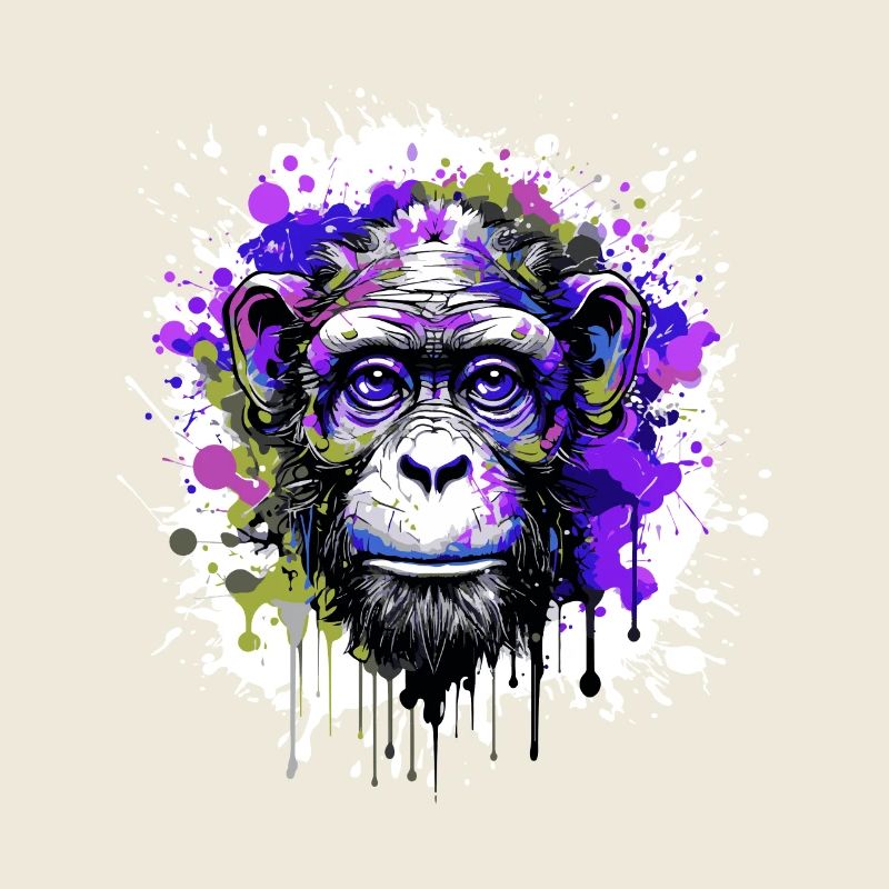 Monkey Head Portrait Colorful