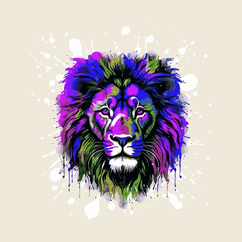 Lion Head Portrait Colorful