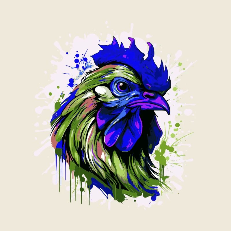 Rooster Head Portrait Colorful