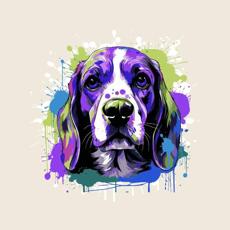 Beagle Chien Tête Portrait Coloré