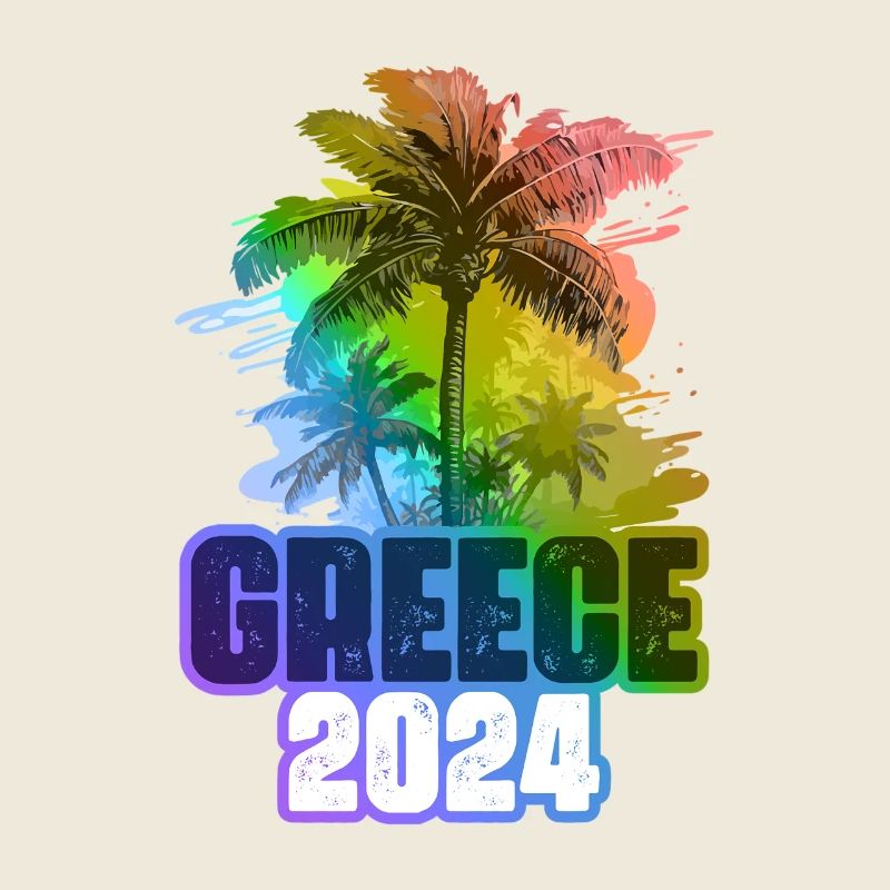 Grèce 2024 Vacances Palmiers Multicolores