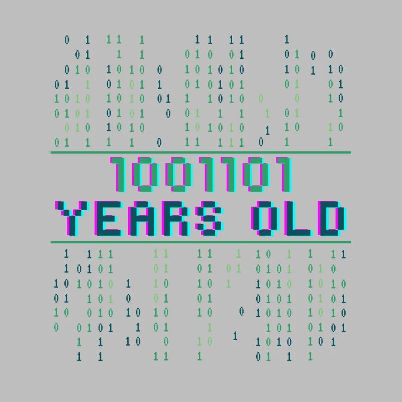 77. Geburtstag 77 Jahre alt Binärcode Informatik