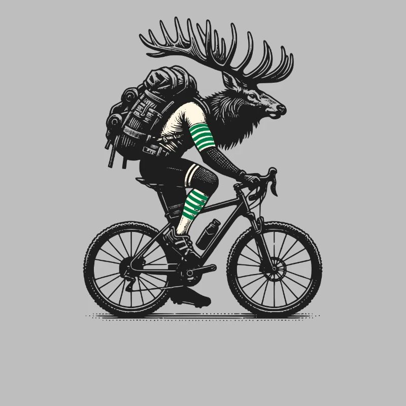 Cycling moose with backpack Camping