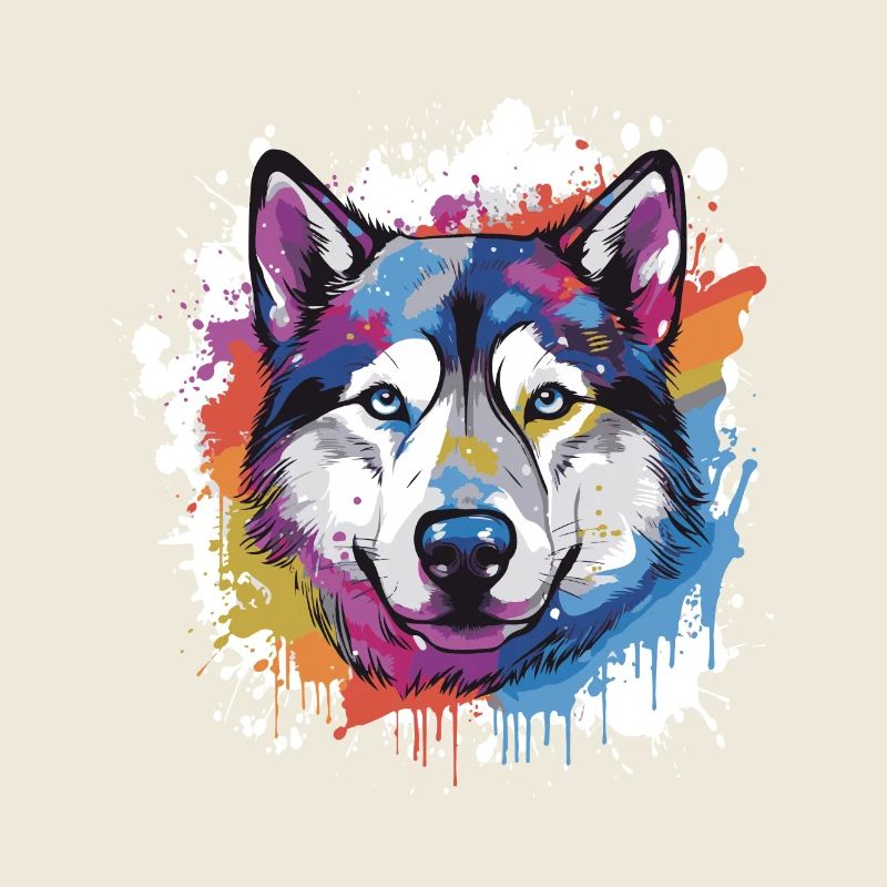 Tête de chien Husky Pop Art