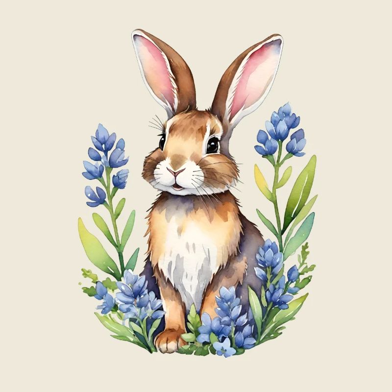Texas bluebonnets bunny