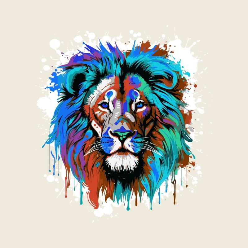 Portrait De Tête De Lion Coloré