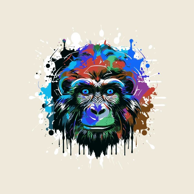 Monkey Head Portrait Colorful