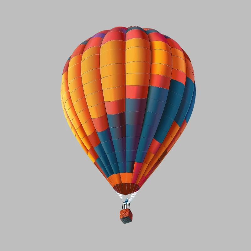 Colorful balloons float in the hot updraft