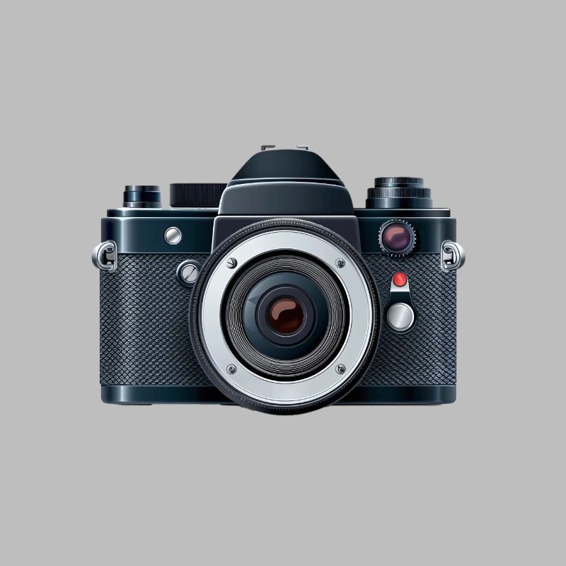 Digital camera with flash in a 2d illustration