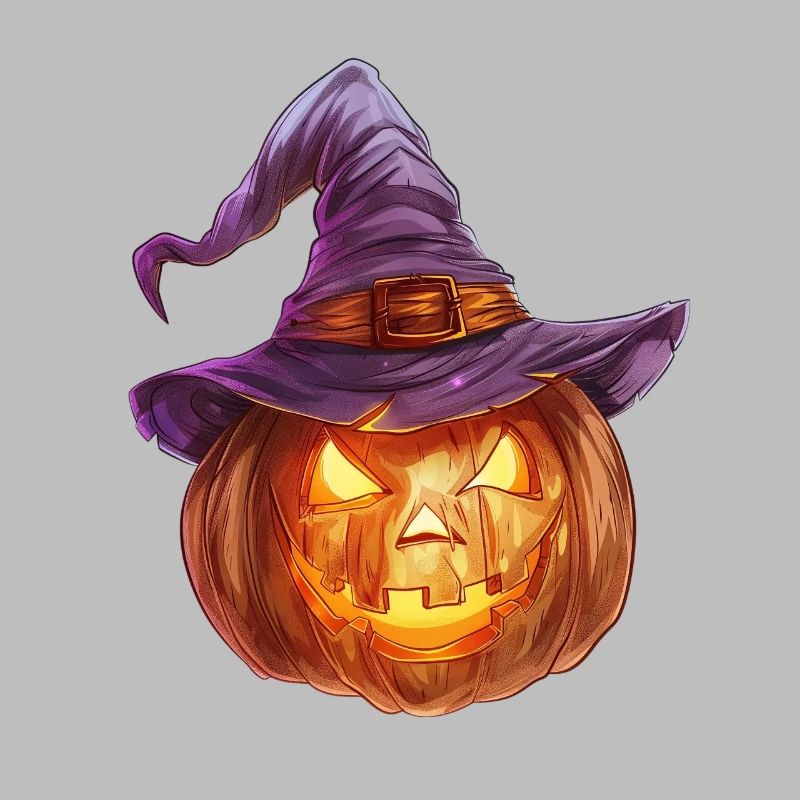Eerie jack-o'-lantern with witch hat