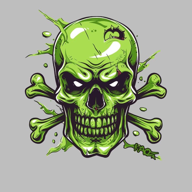 Angry Green Skull
