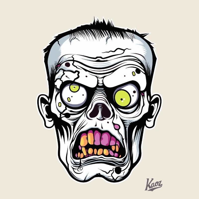 Super Funny Pale Zombie Skull Skull