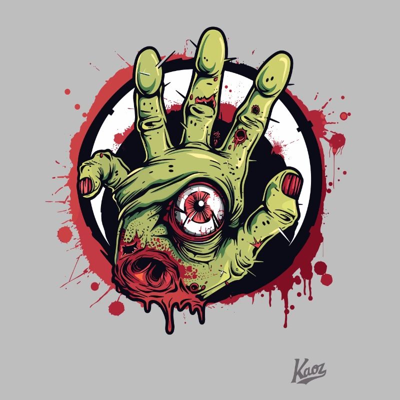 Zombies Live : Main de zombie vert avec œil