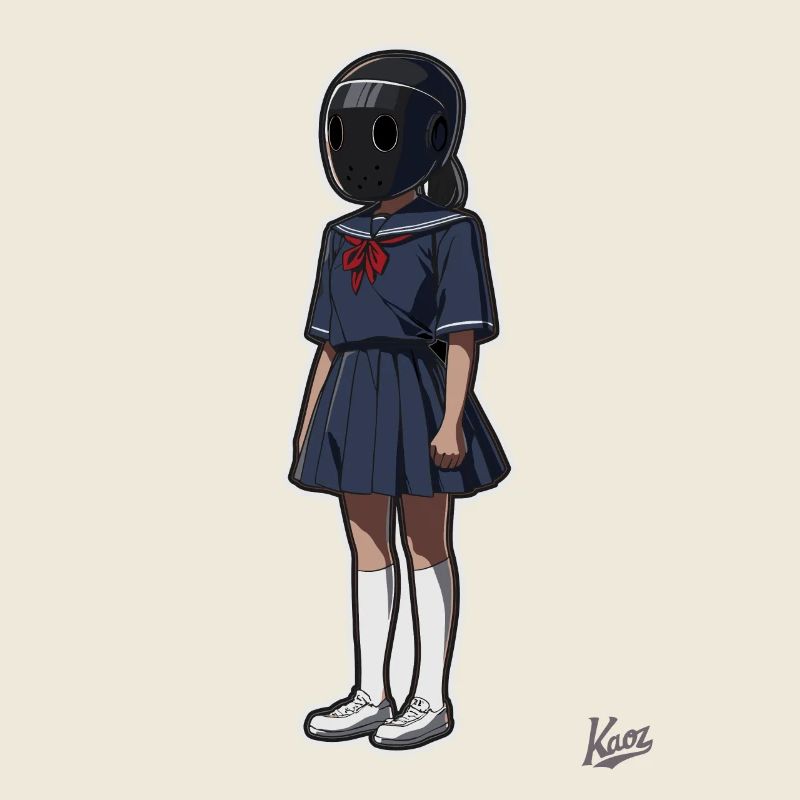 Écolière avec casque