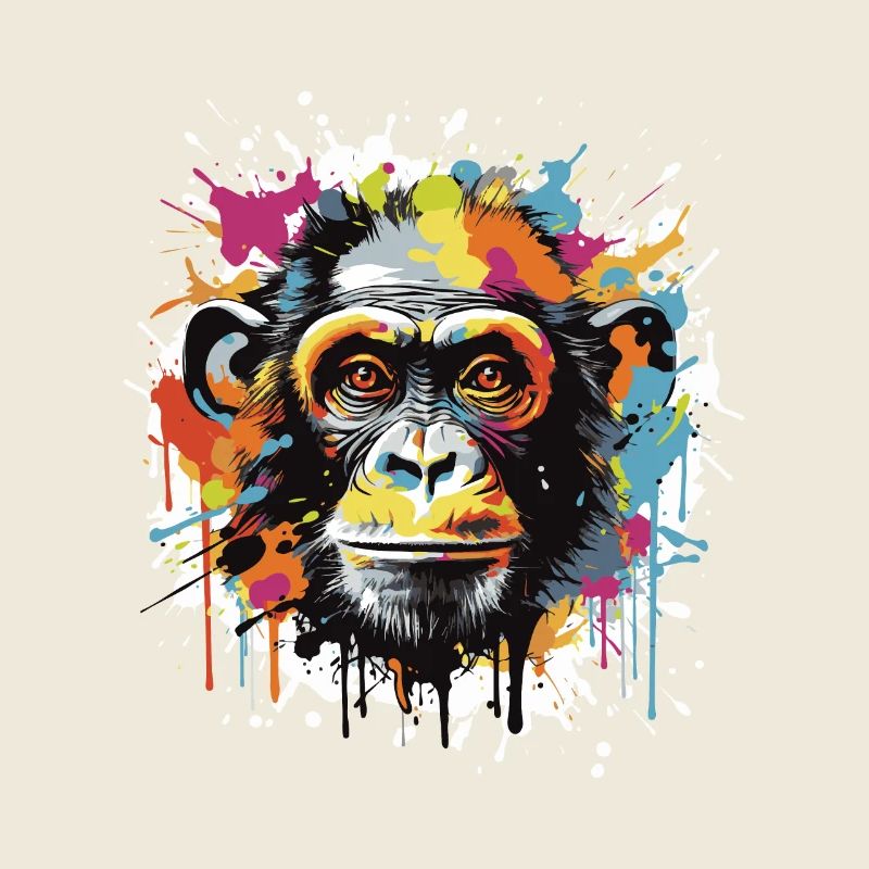 Portrait Tête De Singe Pop Art