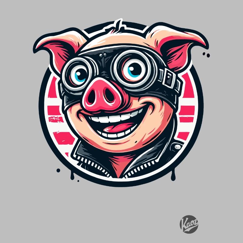 Old School Motorcycle Biker Pig