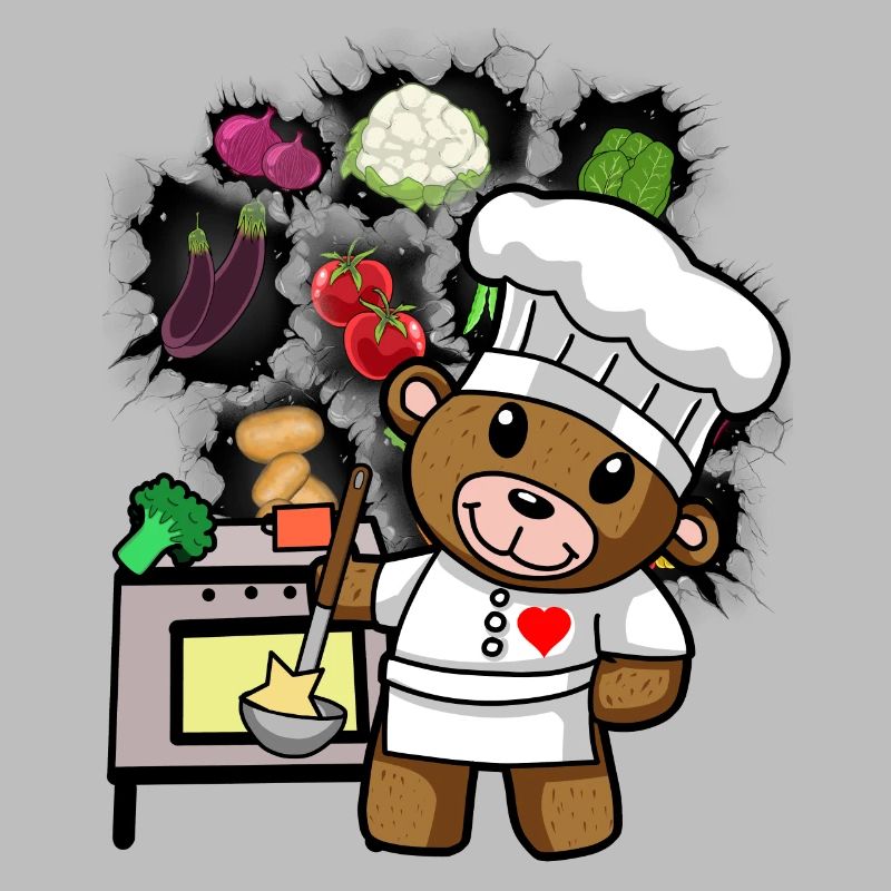 Teddy Bear, Cook, Chef, Cook, Cook, Cook, Vegetables