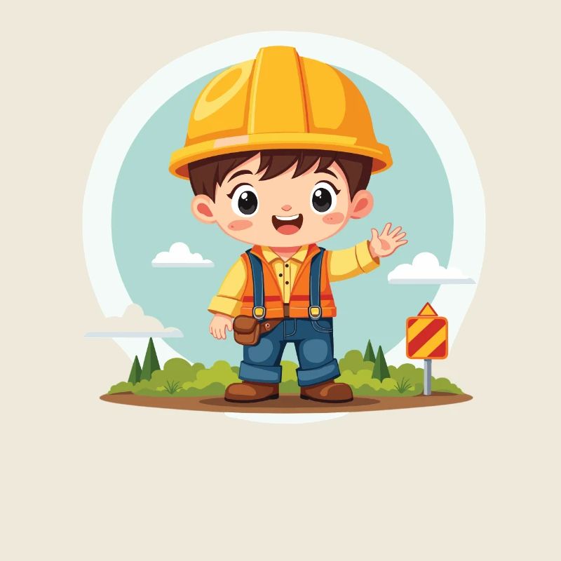 Construction Worker Design – Cute Motif for Kids