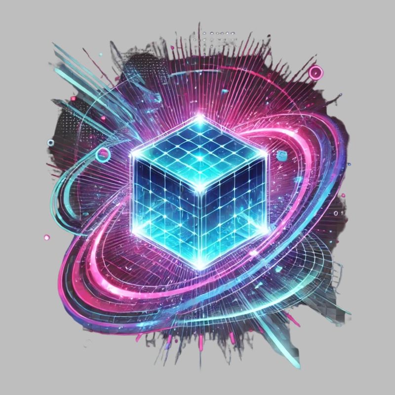 Futuristic Hologram Design – Glowing Cube