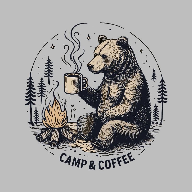 Camping Camper Coffee Campfire Bear Campsite