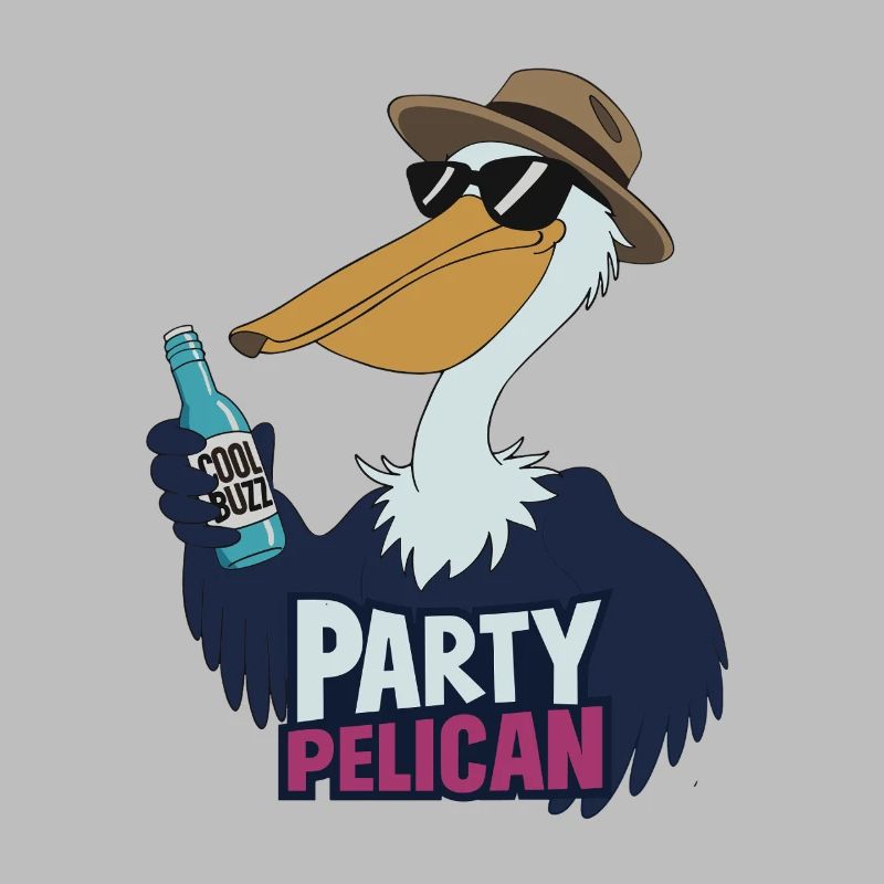 Party Pelican With Cool Buzz Bottle And