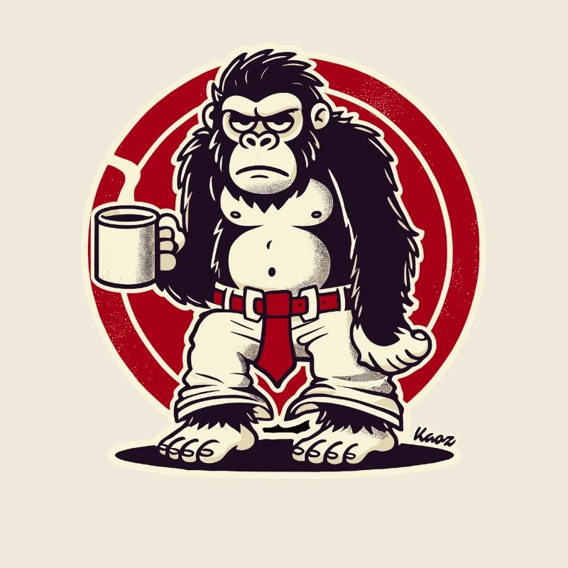 Schlechte Laune Affee mit Kaffee