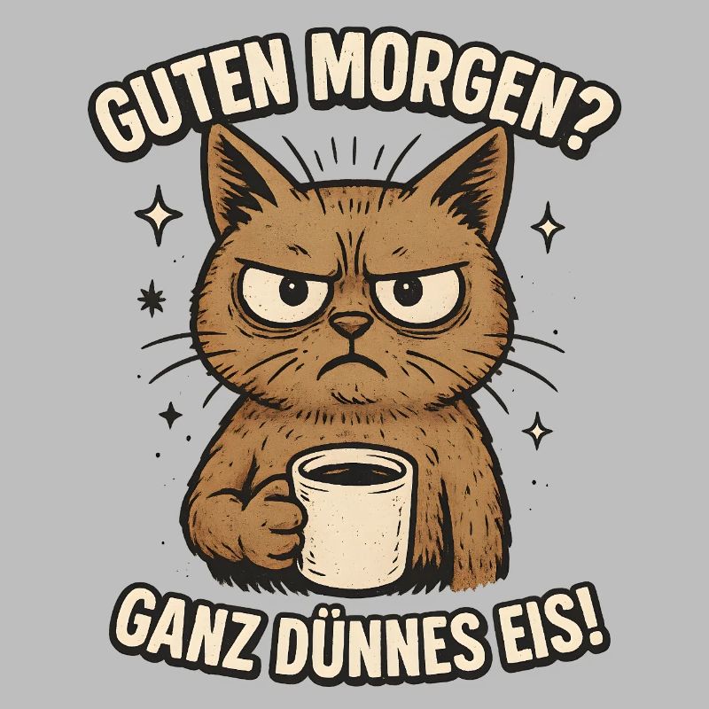 Ganz dünnes Eis Spruch Katze Kaffee