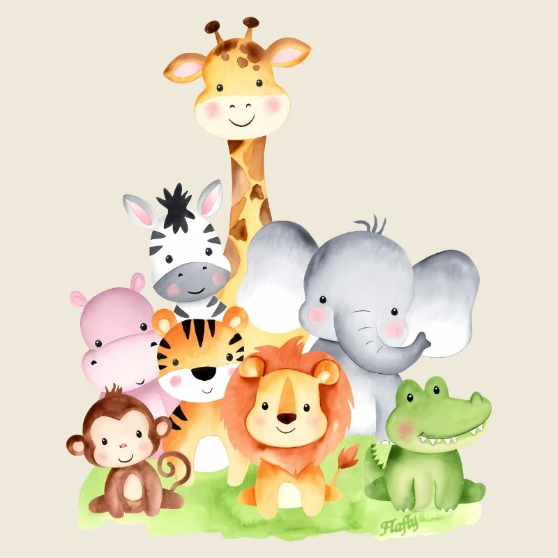 Animaux d'Afrique mignons – 🦁 🐵 🐊 à l'aquarelle