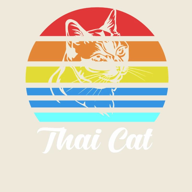 Chat thaïlandais rétro Vintage style coucher de soleil