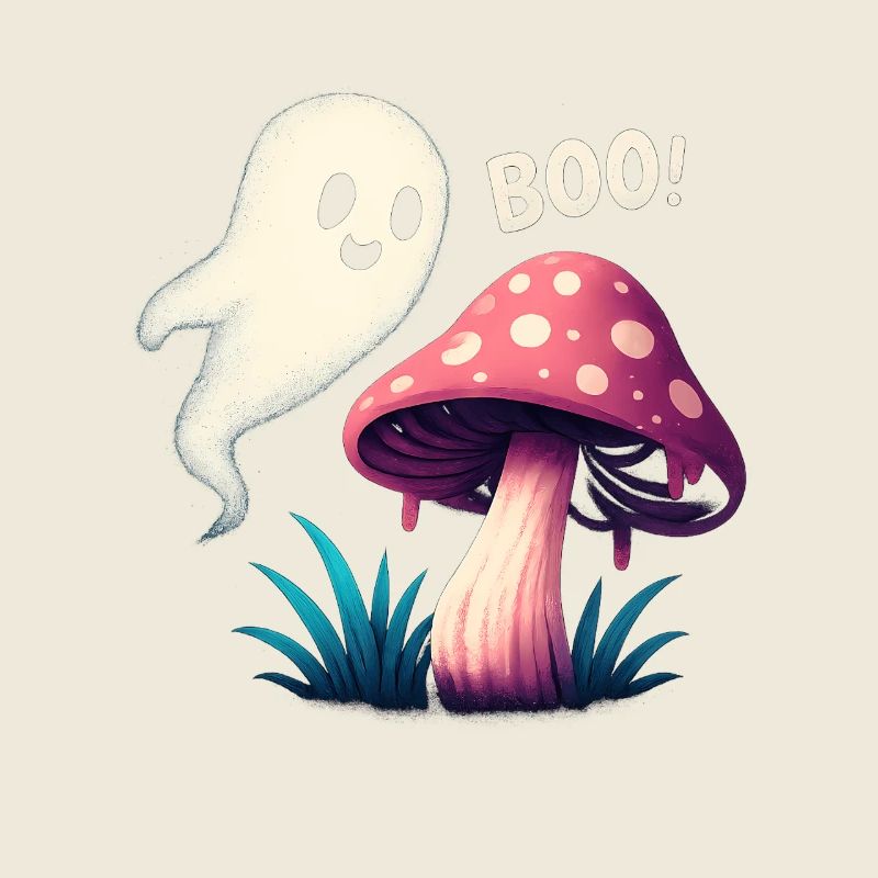 Mystical mushroom with ghost accent