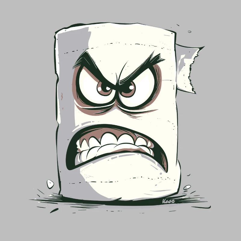 Wütendes Klopapier mit Gesicht