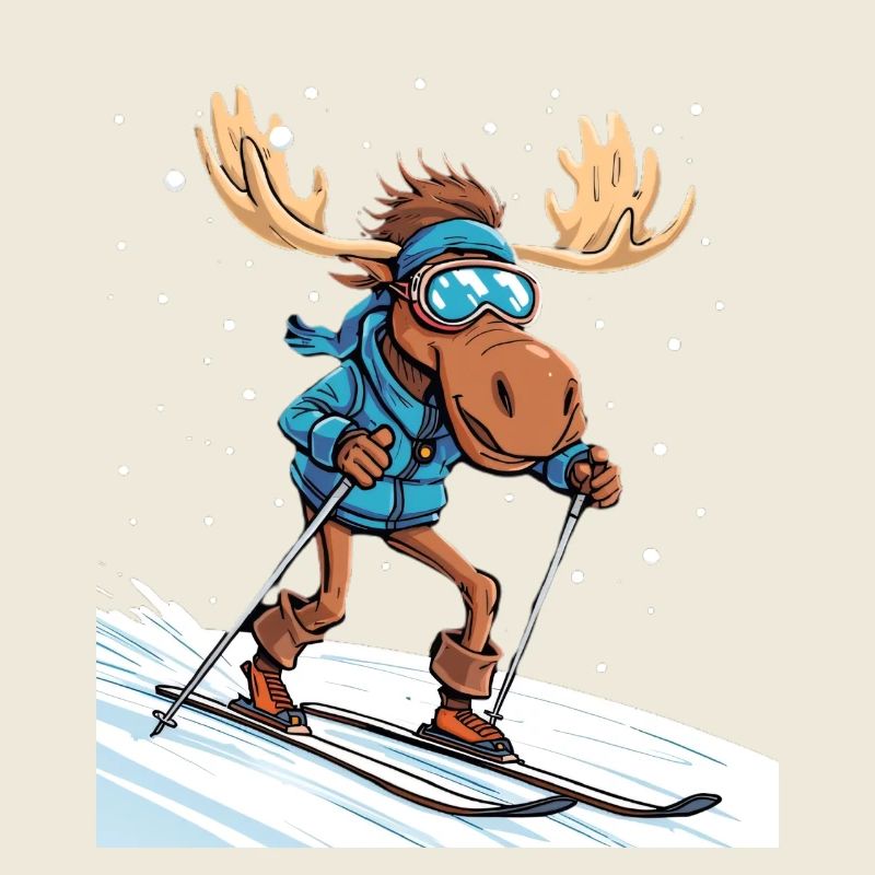 Moose skier in the snow