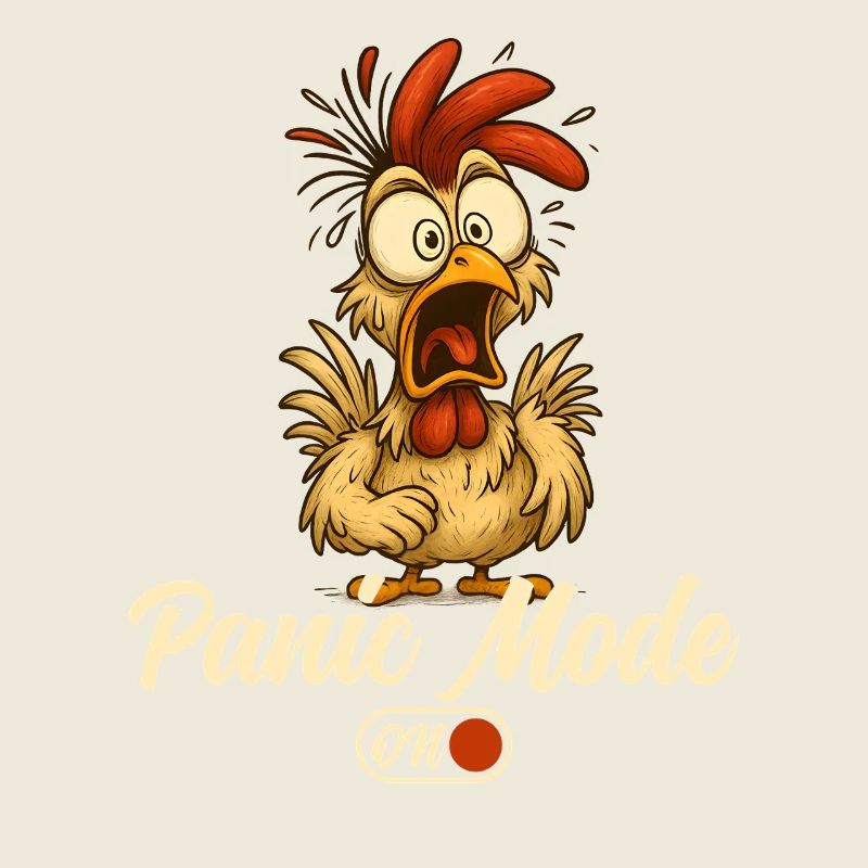 Panic Mode Rooster Cartoon