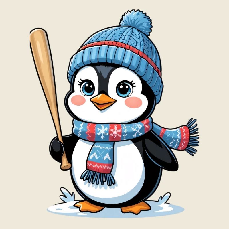 Winter Penguin Illustration with Scarf and Hat