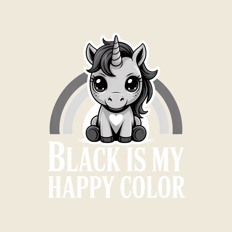 Le noir est ma licorne de couleur joyeuse