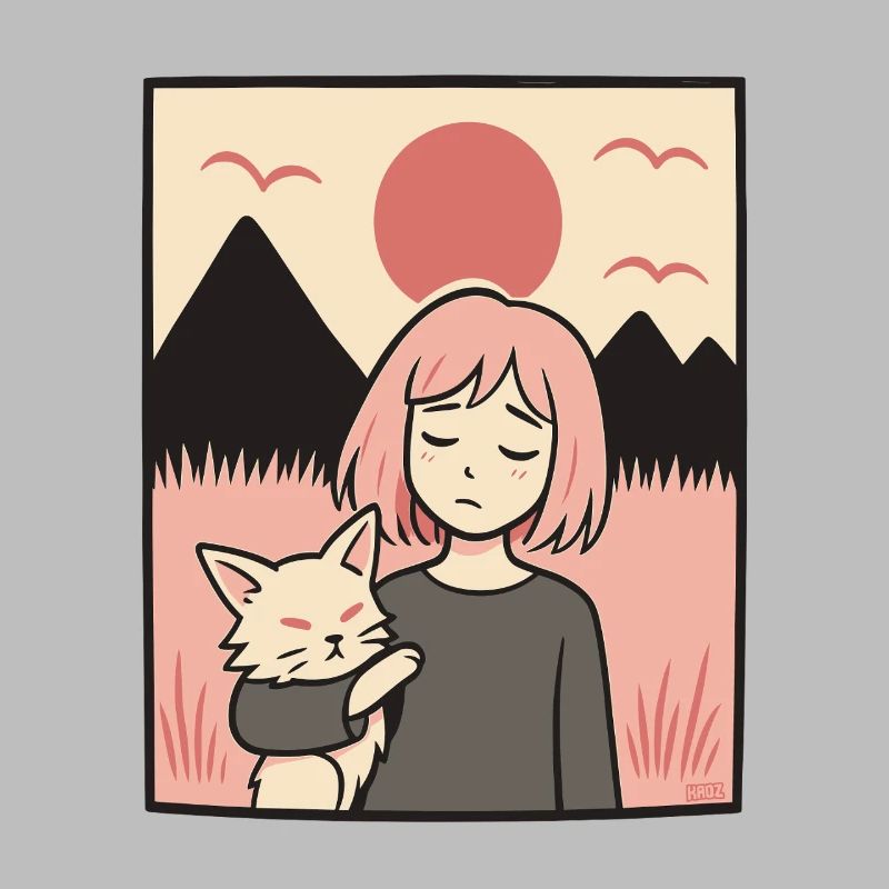 Mädchen mit Katze Team