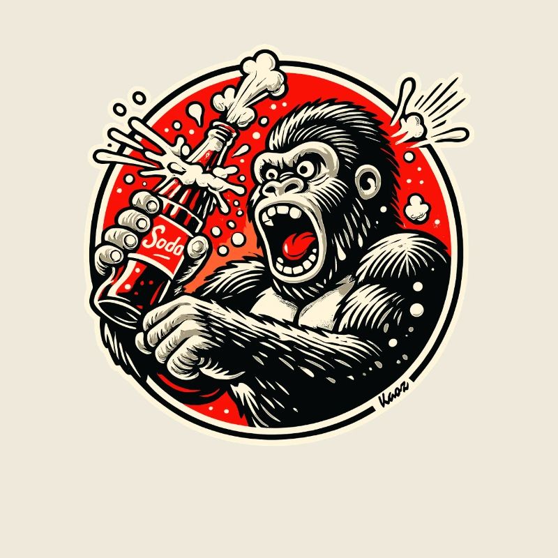 Soda-Gorilla im Retro-Comic